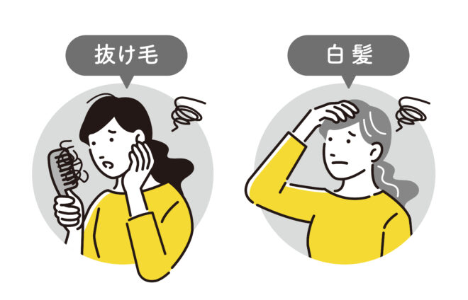 抜け毛、白髪のイラスト